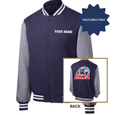 Adult DKJA Letterman Jacket – Navy/Heather