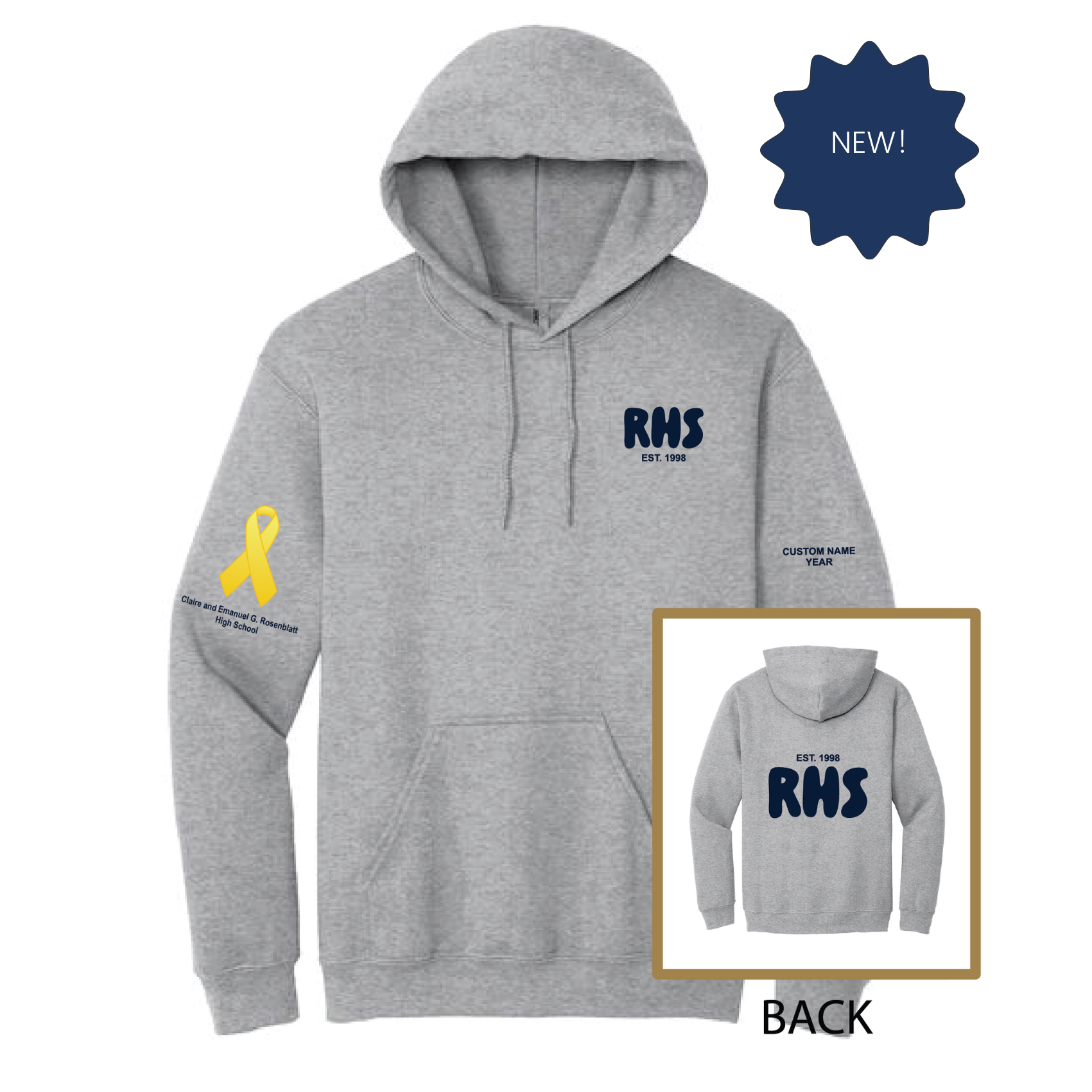 Rosenblatt High School Pullover Hoodie – Sports Grey