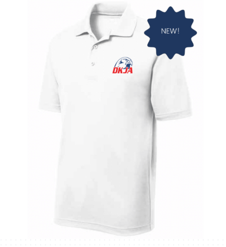 Youth Embroidered DKJA Mesh Polo – White